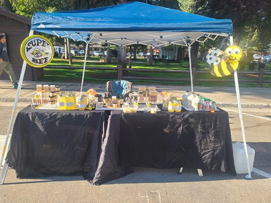 The Scott's Bees tent at the Alpine Farmers Market
